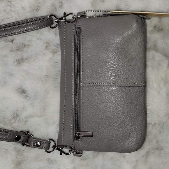 NEW, Gray cowhide leather crossbody purse. Very soft. - Picture 3 of 11